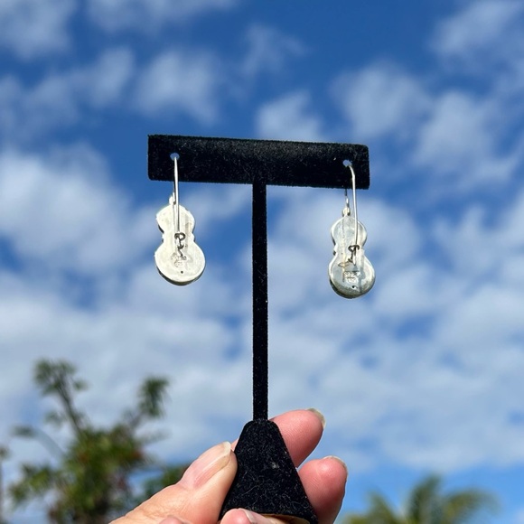 🌔Sajen moon drop earrings, porcelain and silver. So unique and rare! - Picture 2 of 3